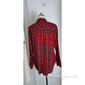 Camicia a quadri rossa e nera casual da donna all&#39;ingrosso